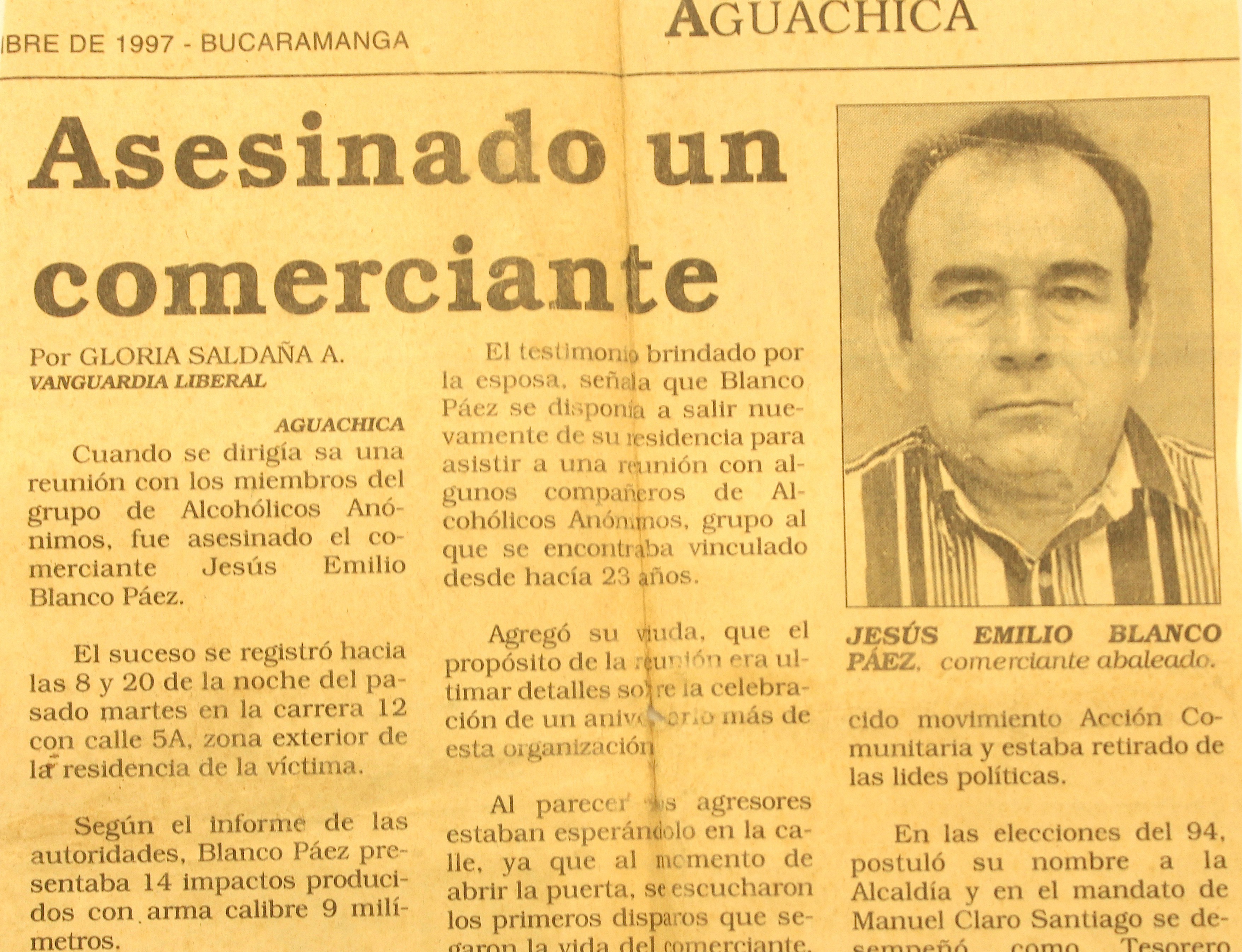 Jesús Emilio Blanco: Víctima del exterminio de un proyecto político en Aguachica